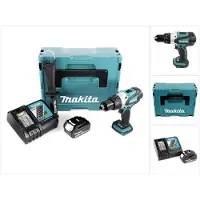 Makita Perceuse-visseuse sans fil 18V 91 Nm DDF 458 RT1J en Makpac avec 1x BL 1850 B batterie 5,0 Ah et chargeur DC18RC