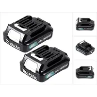 Makita Batteries Power Set Li 12V - 2x pièces BL1021B 2.0Ah (197396-9) - successeur de BL1020B