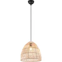 TRIO Suspension RIKE noir et marron 1xE27x40W osier / rotin / paille dim. : 150x35x35 cm IP20 RL