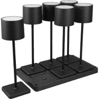 RL LIVE YOUR LIGHT Lot de 6 lampes rechargeables noires avec socle de recharge LED intégré 1 W FERNANDEZ