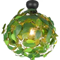 TRIO Suspension LEAVY verte et noire, 1xE27x28W, plastique, dimensions : 58x38x38 cm, IP20, RL