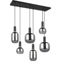 TRIO Suspension DIVA noir-fumé-chromé 6xE27x10W verre dim. : 150x92x35 cm IP20