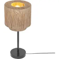 TRIO Luminaires - Japandi Lampe de table Japandi I Lampe de table I Lampe I Luminaire noir avec cordon marron - Smilla I Salon I Chambre à coucher - Métal rond - Compatible LED E27