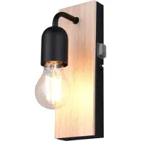 TRIO Applique murale ARTURO bois clair-noir 1xE27x10W, dimensions : 24x8x11 cm, IP44,