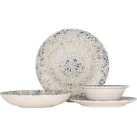 Bonna Set de vaisselle (Medium) - Luca Mosaic - 24 pièces - 6 personnes - Porcelaine