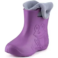 Ladeheid Eva Enfants Garçons Filles Bottes de pluie fourrées LA-CA-04 (Lilla/Gris, 28/29 EU)