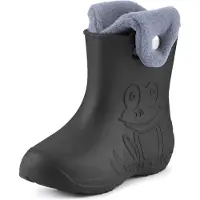 Ladeheid Eva Enfants Garçons Filles Bottes de pluie fourrées LA-CA-04 (Carbone/Gris, 24/25 UE)