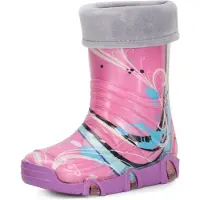Ladeheid Enfants Filles Garçons Bottes en Caoutchouc Doublées Swk2020 (Violet Muster-33, 25/26)