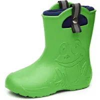 Ladeheid Kinder Federleichte Gummistiefel Thermo Fütterung Mädchen Jungen Rutschprofs Kinder Regensschuhe LA-CA-Frog245 (Vert, 24/25 EU)
