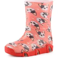 Ladeheid Enfants Filles Garçons Bottes en Caoutchouc Doublées SwkBW (Chien Rose, 21/22)