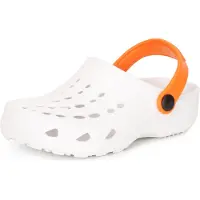Ladeheid Sabots pour enfants (filles et garçons) Eva – Sabots de jardin – Chaussures de jardin LA-CA-06 (Blanc/Orange, 22/23 EU)