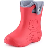 Ladeheid Eva Enfants Garçons Filles Bottes de pluie fourrées LA-CA-04 (Corail/Gris, 28/29 UE)