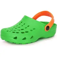 Ladeheid Enfants Filles Garçons Sabots Eva Sabots de jardin Chaussures de jardin LA-CA-06 (Vert/Orange, 26/27 EU)