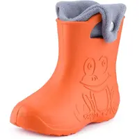 Ladeheid Eva Enfants Garçons Filles Bottes de pluie fourrées LA-CA-04 (Orange/Gris, 30/31 EU)