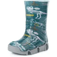 Ladeheid Enfants Filles Garçons Bottes en Caoutchouc Doublées SwkBW (Bleu Foncé Dinosaure, 27/28)