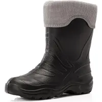 Ladeheid Enfants Filles Garçons Bottes de pluie thermo Eva doublées LA-861 (Noir/Gris, 28/29)