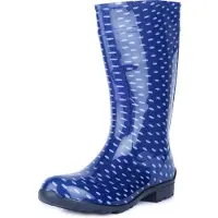 Ladeheid Bottes en caoutchouc pour femmes LA-967 (bleu foncé à pois, taille 36 EU)