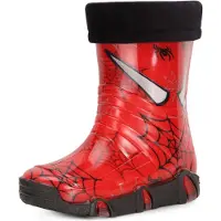 Ladeheid Enfants Filles Garçons Bottes en Caoutchouc Doublées Swk2020 (Rouge Araignée 39, 31/32)