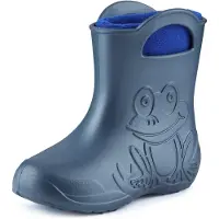 Ladeheid Eva Enfants Garçons Filles Bottes de pluie fourrées LA-CA-03 (bleu métallique/bleu marine-2, 32/33 EU)