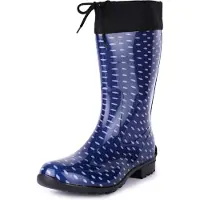 Ladeheid Bottes en caoutchouc pour femmes LA-968 (bleu foncé/points, 42)