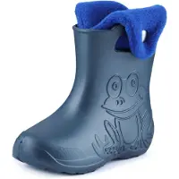 Ladeheid Eva Enfants Garçons Filles Bottes de pluie fourrées LA-CA-04 (bleu métallique/bleu marine-2, 34/35 UE)