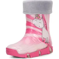 Ladeheid Enfants Filles Garçons Bottes en Caoutchouc Doublées Swk2020 (Rose Licorne 30, 27/28)
