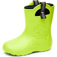 Ladeheid Kinder Federleichte Gummistiefel Thermo Fütterung Mädchen Jungen Rutschfeststiefel Kinder Regenschuhe LA-CA-Frog245 (Limone, 34/35 EU)