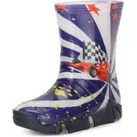 Ladeheid Enfants Filles Garçons Bottes en Caoutchouc Doublées Swk2020BW (Bleu Foncé Auto 36, 27/28)