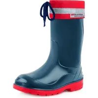 Ladeheid Kinder Mädchen Jungen Bottes en caoutchouc avec manchette LA-972 (bleu foncé/rouge, 21 UE)