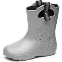 Ladeheid Kinder Federleichte Gummistiefel Thermo Fütterung Mädchen Jungen Rutschprofs Kinder Regensschuhe LA-CA-Frog245 (Gris, 28/29 EU)