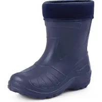 Ladeheid Enfants Filles Garçons Bottes de pluie fourrées Eva Thermo poids plume KL050 (bleu foncé, 25 UE)
