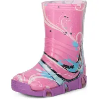 Ladeheid Enfants Filles Garçons Bottes en Caoutchouc Doublées Swk2020BW (Violet Muster-33, 25/26)