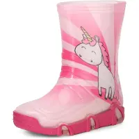 Ladeheid Enfants Filles Garçons Bottes en Caoutchouc Doublées Swk2020BW (Rose Licorne 30, 23/24)