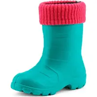 Ladeheid Bottes en caoutchouc Eva Thermo ultra-légères pour enfants (filles et garçons), doublées, LA845KIDS (turquoise/rose, taille 28 EU)