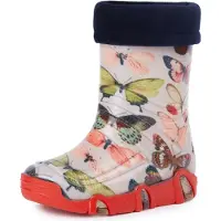 Ladeheid Kinder Mädchen Jungen Gummistiefel gefüttert Swk 28 (Schmetterling, 27/28 EU)