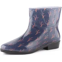 Ladeheid Femmes Bottes courtes en caoutchouc Bottes de pluie multicolores Chaussures de pluie imperméables avec motif LAZT201802 (marine/arbres 103M, 37 UE)
