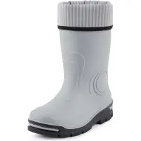 Ladeheid Enfants Filles Garçons Bottes de pluie avec chaussettes chaudes LARB013 (Gris, 21 22 UE)