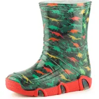 Ladeheid Bottes en caoutchouc pour enfants (filles et garçons), doublées, SwkBW (turquoise foncé, dinosaures, 21/22)