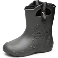 Ladeheid Kinder Federleichte Gummistiefel Thermo Fütterung Mädchen Jungen Rutschfeststiefel Kinder Regenschuhe LA-CA-Frog245 (Carbone, 32/33 EU)