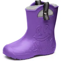 Ladeheid Kinder Federleichte Gummistiefel Thermo Fütterung Mädchen Jungen Rutschprofs Regenstiefel Kinder Regenschuhe LA-CA-Frog245 (Lilla, 34/35 EU)