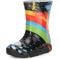 Ladeheid Enfants Filles Garçons Bottes en Caoutchouc Doublées Swk2020BW (Noir Motif-34, 23/24)