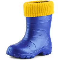 Ladeheid Bottes en caoutchouc Eva Thermo ultra-légères pour enfants (filles et garçons), doublées, LA845KIDS (Bleu2727c/Jaune, 25 EU)