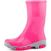 Ladeheid Bottes en caoutchouc pour enfants , filles et garçons, LARB015 (brocart rose fluo, taille 25)