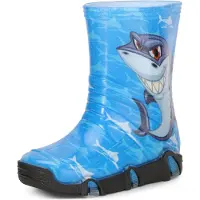 Ladeheid Enfants Filles Garçons Bottes en Caoutchouc Doublées Swk2020BW (Bleu Requin 42, 25/26)