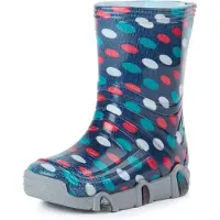 Ladeheid Enfants Filles Garçons Bottes en Caoutchouc Doublées SwkBW (Bleu Foncé Points, 21/22)