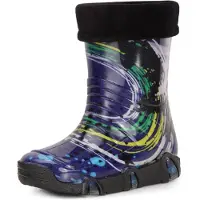 Ladeheid Enfants Filles Garçons Bottes en Caoutchouc Doublées Swk2020 (Bleu marine modèle-35, 21/22)