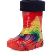 Ladeheid Bottes en caoutchouc doublées pour enfants (filles et garçons) Swk 19 (multicolores arc-en-ciel, taille 21/22 EU)