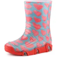 Ladeheid Bottes en caoutchouc pour enfants (filles et garçons), doublées, SwkBW (turquoise et curs roses, taille 23/24)