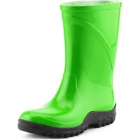 Ladeheid Bottes en PVC pour enfants , filles et garçons, bottes de pluie KL002BW (vert et noir, taille 23/24 EU)