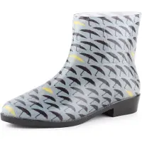 Ladeheid Femmes Bottes courtes en caoutchouc Bottines multicolores Chaussures de pluie imperméables avec motif LAZT201802 (Gris/Parapluies 104M, 39 UE)